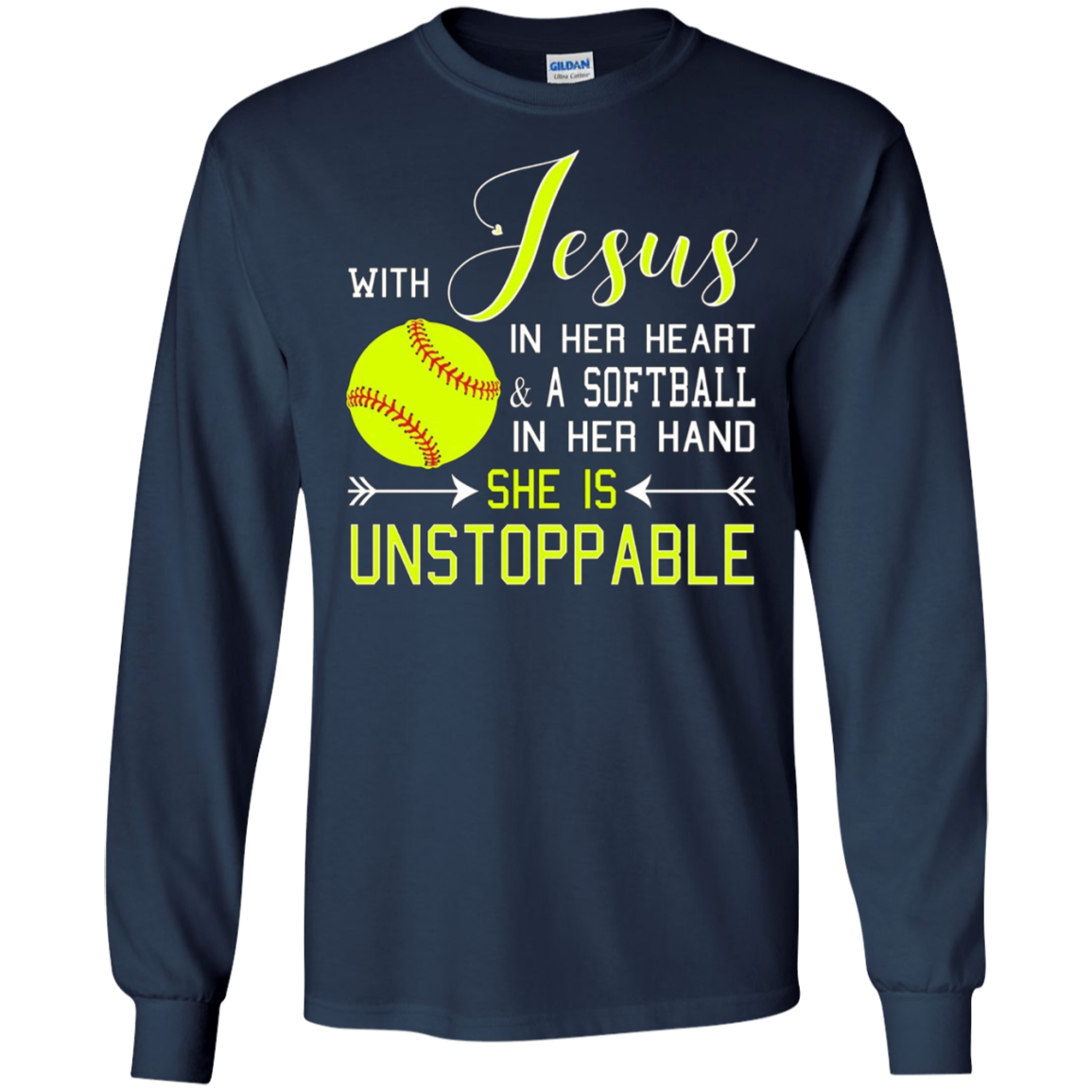 WITH JESUS IN HER HEART & A Softball Hand She Is T-Shirt