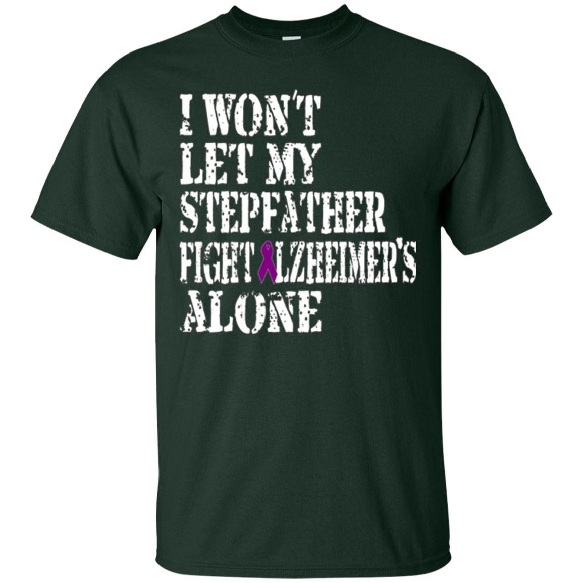 Alzheimer's Awareness T-Shirt For Stepfather Purple Ribbon
