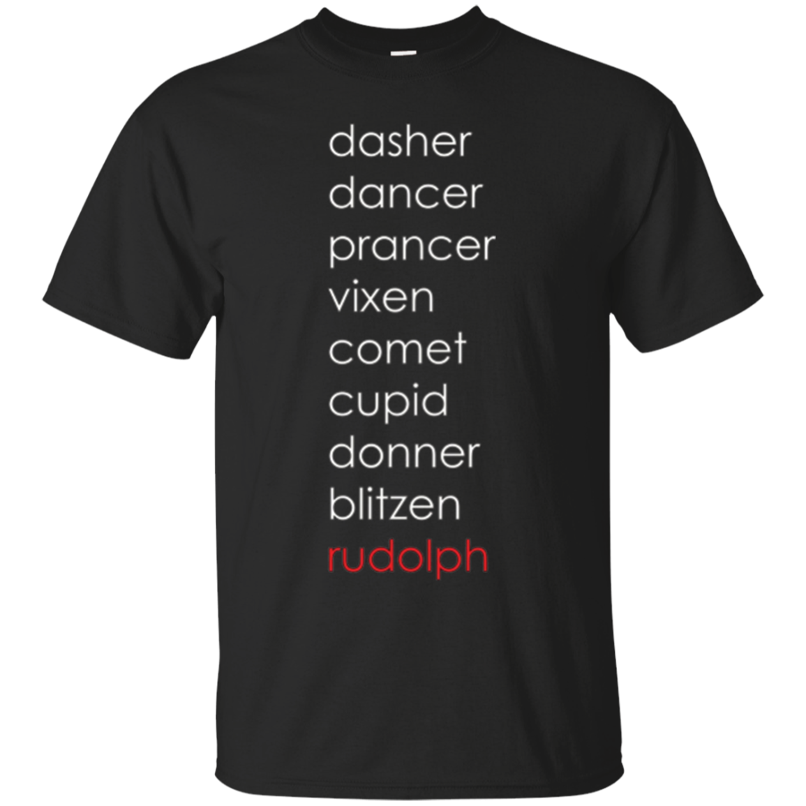 Chemise de liste de nom de renne du père Noël, cadeau de Noël drôle