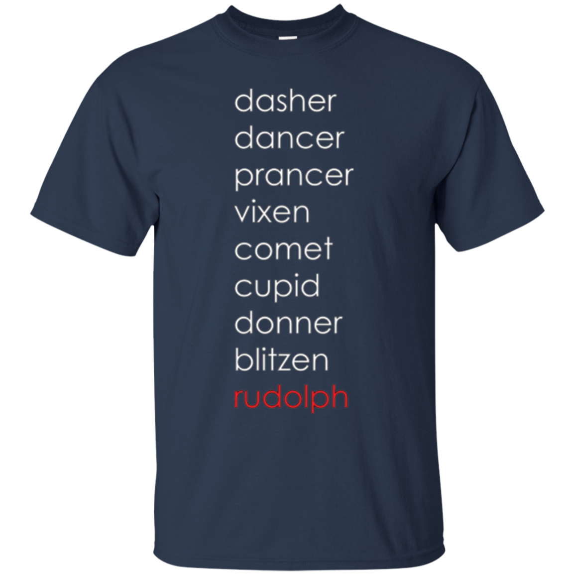 Santa's Reindeer Name List Shirt, Funny Christmas Gift