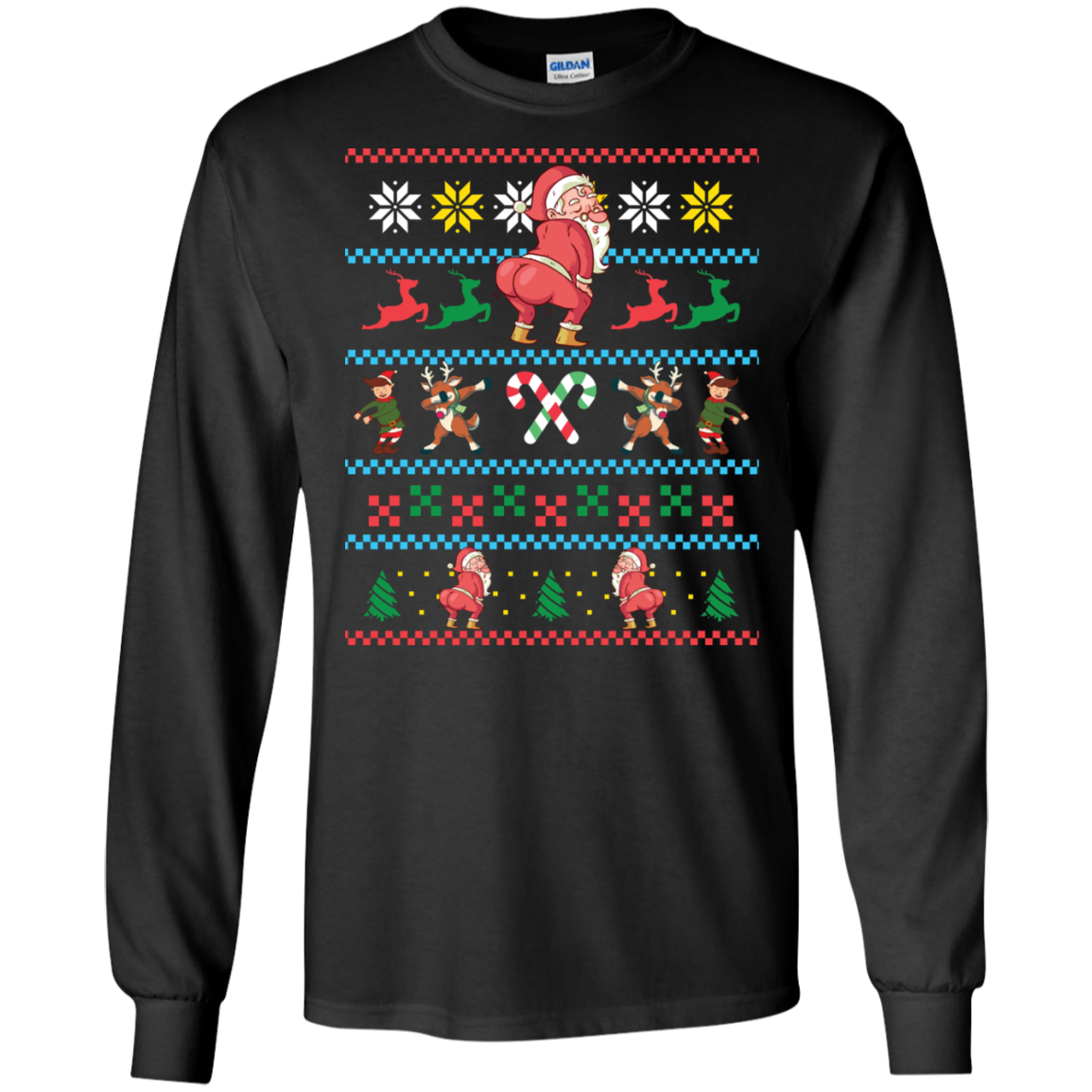 Santa Twerking T-Shirt Funny Elf Floss Dab Ugly Sweater