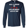 Image of all i need is love and hockey and my dog t-shirt