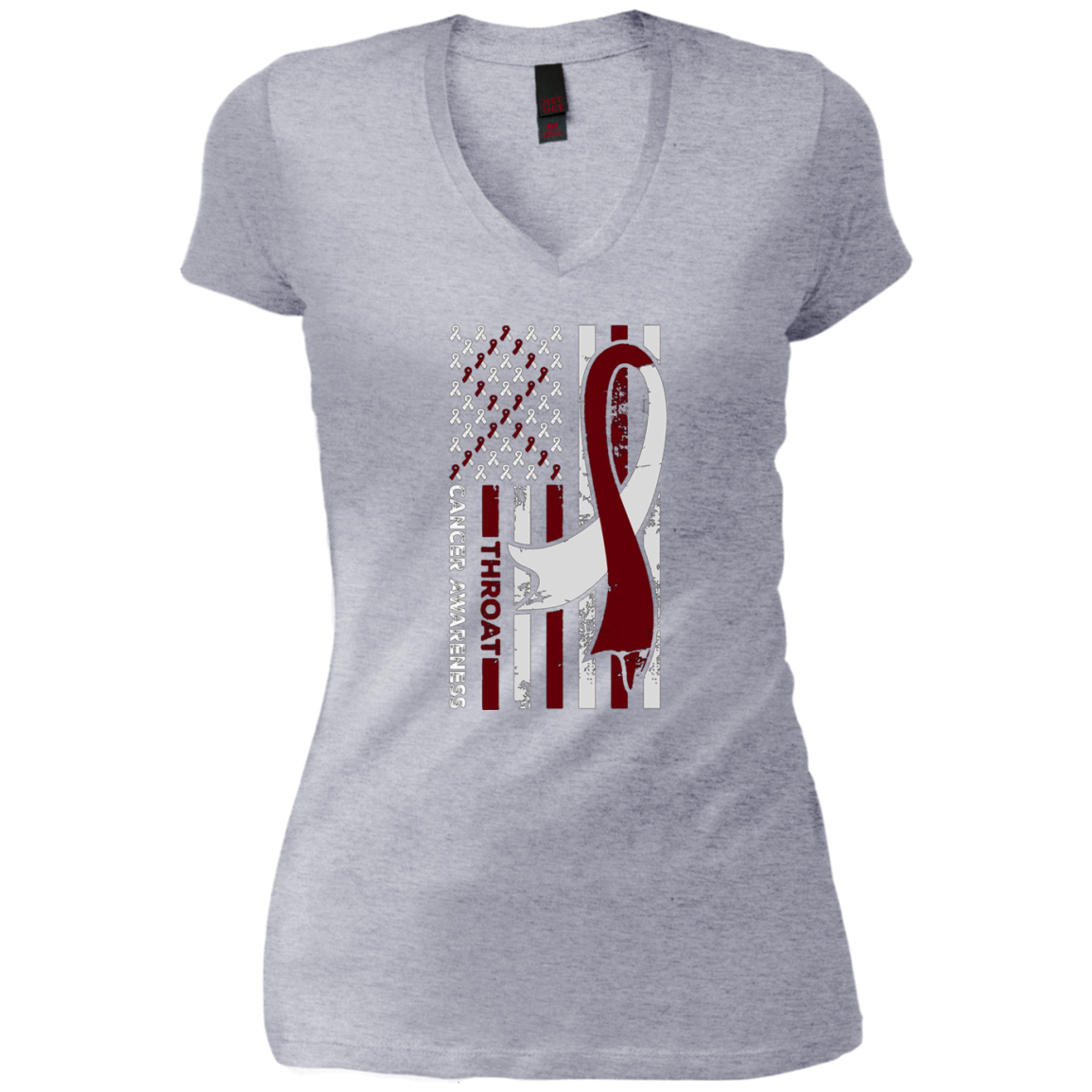 American Flag THROAT Cancer Awareness T-Shirt