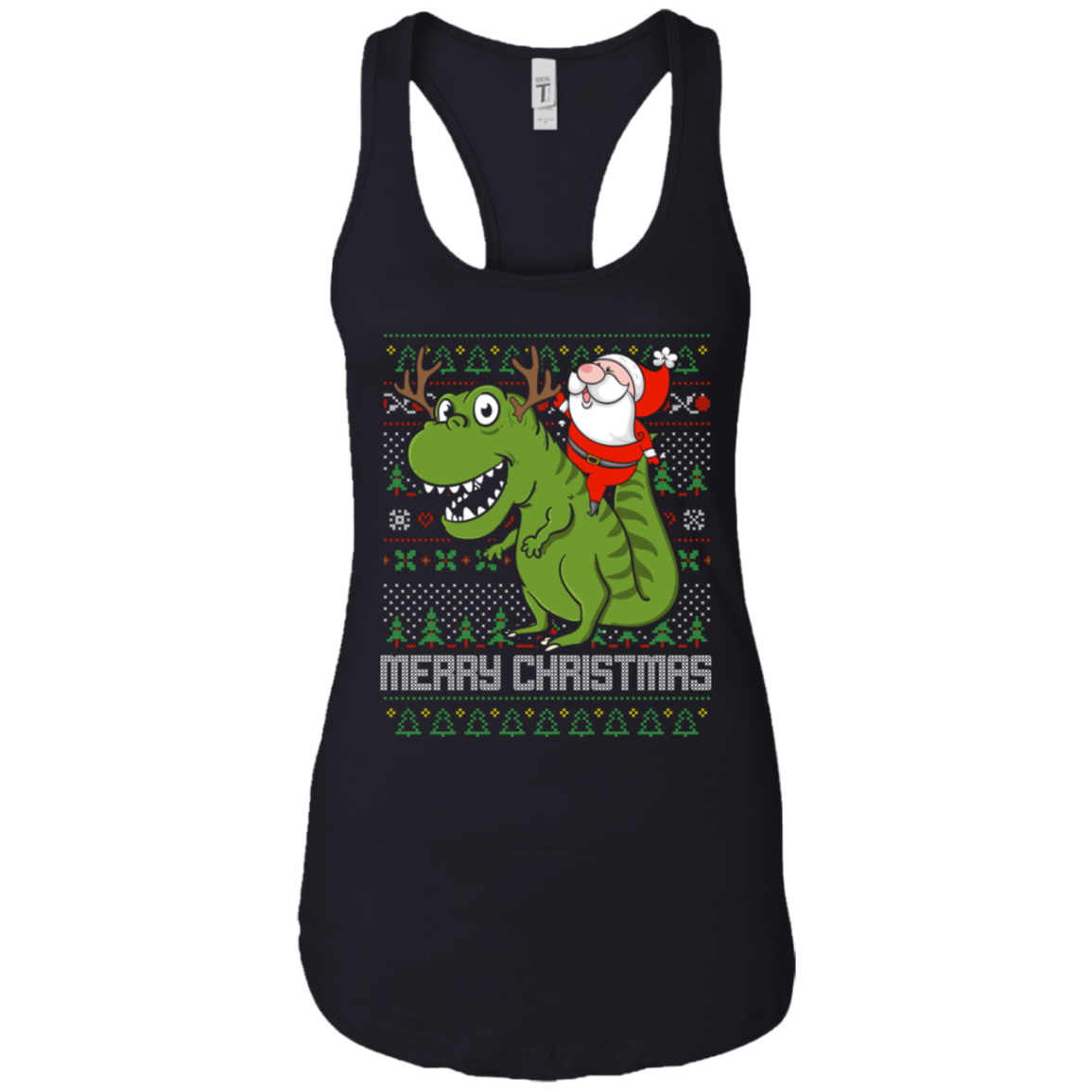 Santa Riding Dinosaur Tyrannosaurus Gift Tshirt