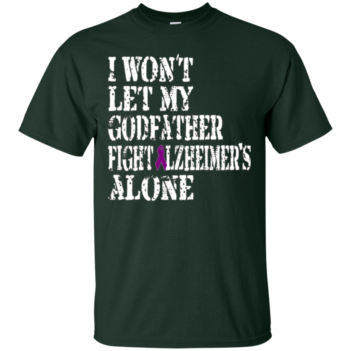Alzheimer's Awareness Tee For Godfathers Purple Ribbon Tee