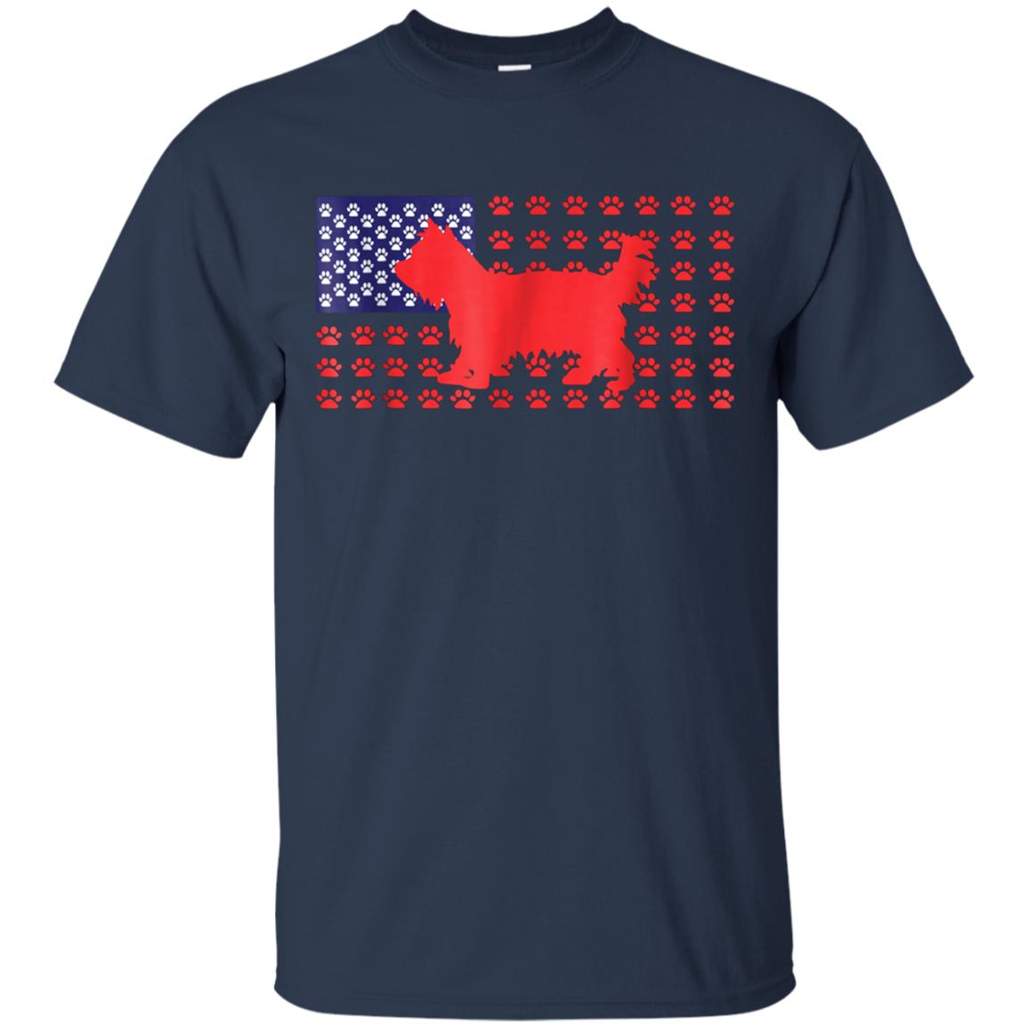 4th of July Tshirt - Funny Yorkshire Terrier American Flag