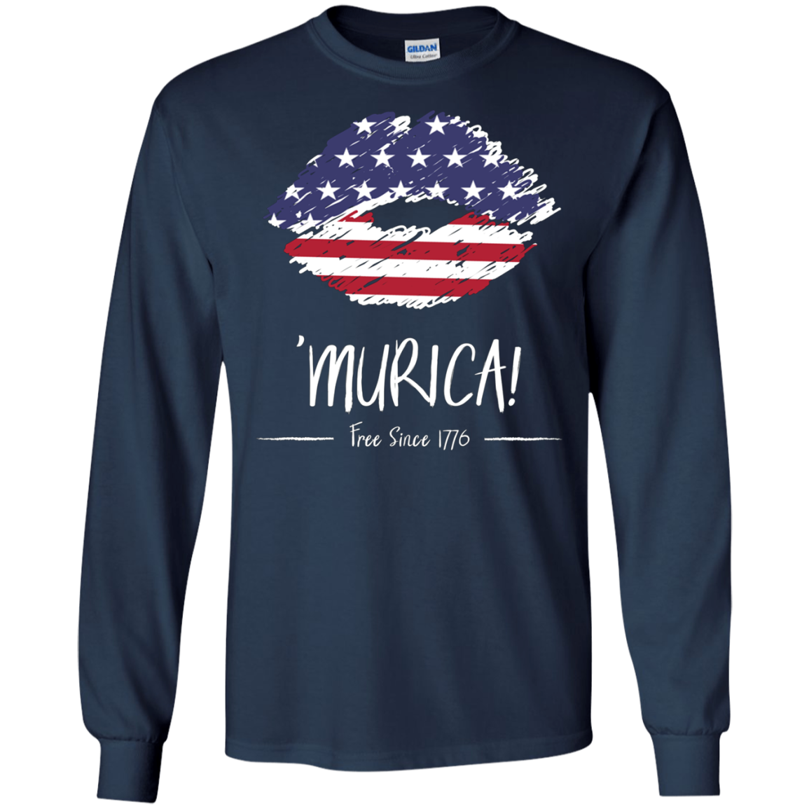 'Murica Shirt America Flag on Lips, 4th July