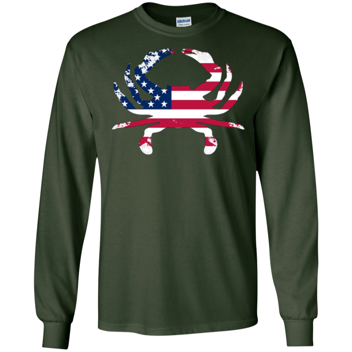 American Flag Tees: Crab Animal Outline USA T-Shirt