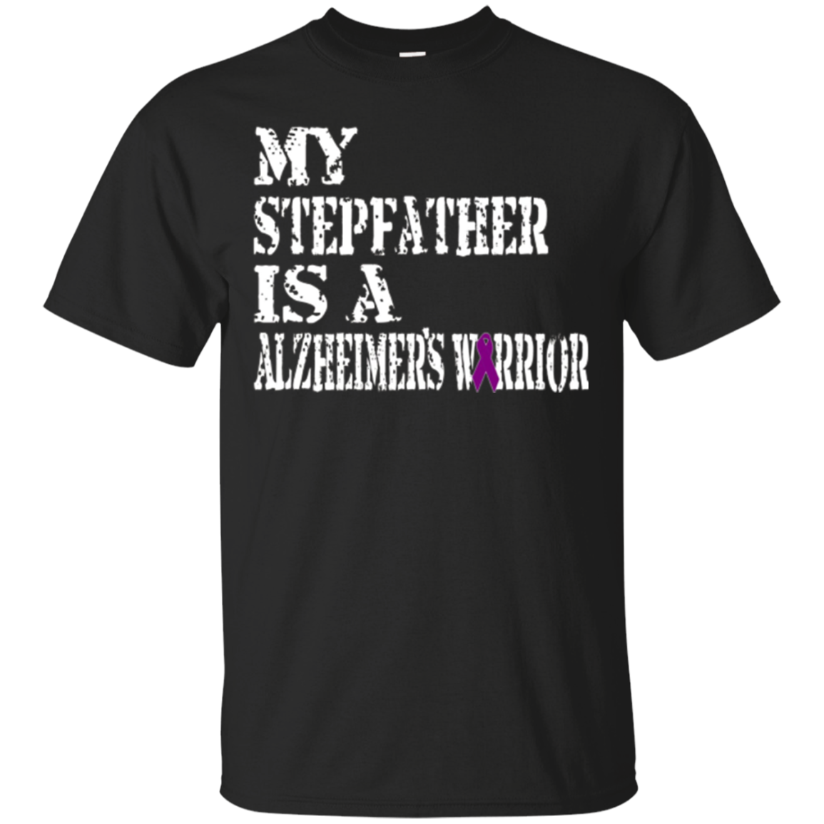 Alzheimer's Awareness Shirt For Stepfather Purple Ribbon Tee