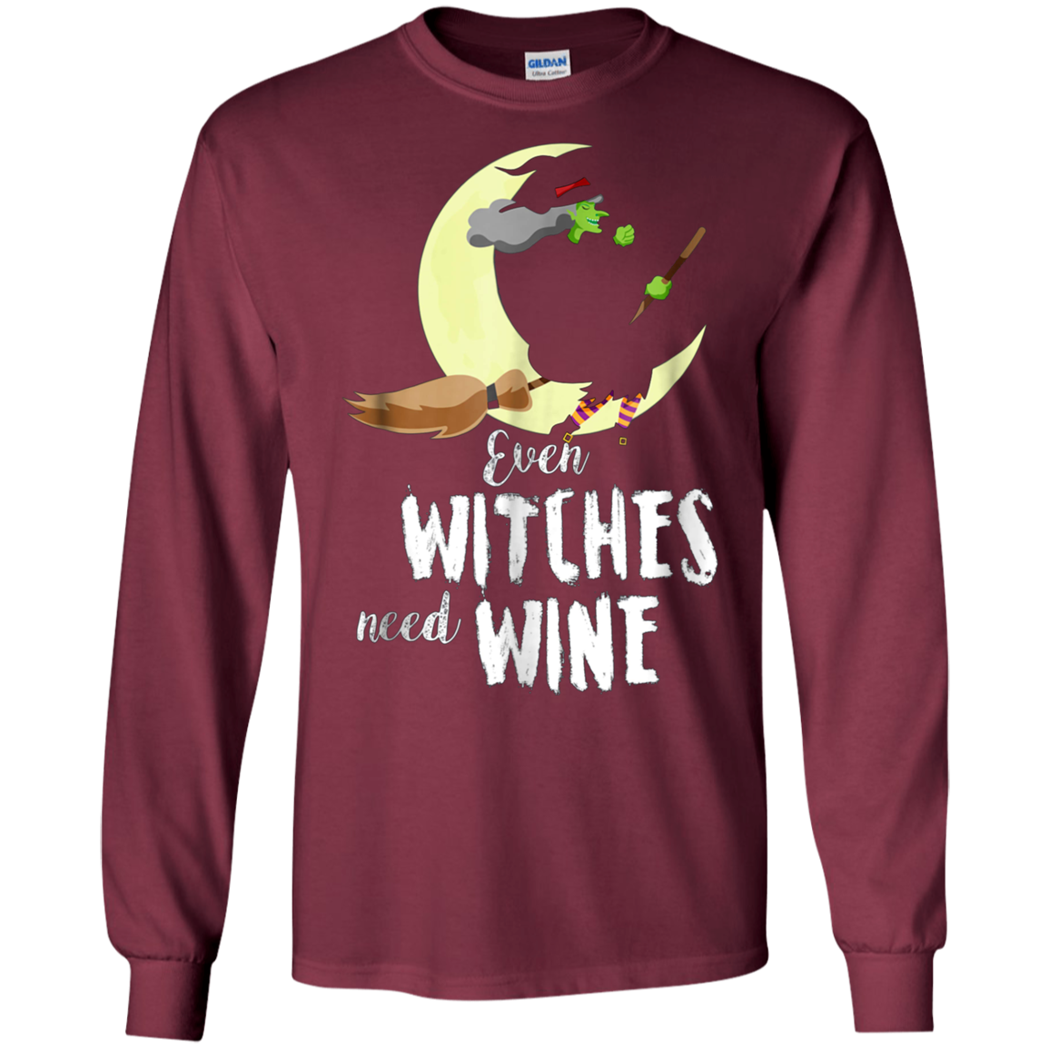 Funny Halloween T Shirt Even Witches Need Wine Shirt