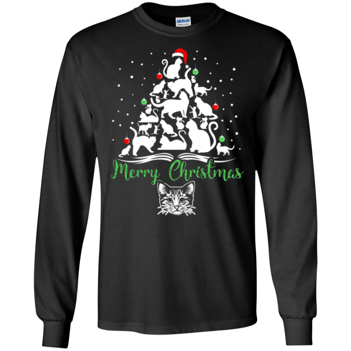Christmas Tree Merry Christmas Cat Lover Gift T-shirt