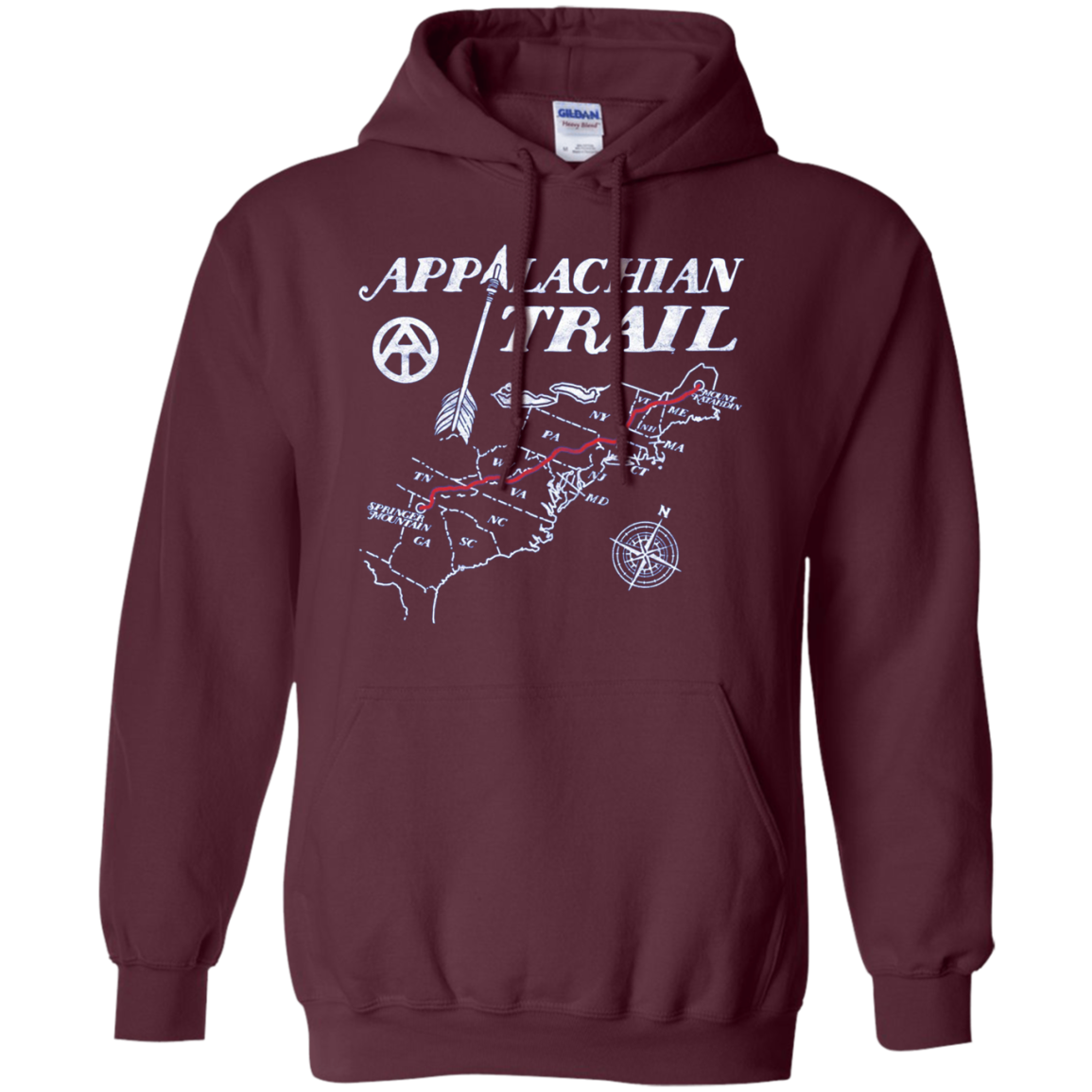 Appalachian Trail Map Retro Hiking Long Sleeve Tee Shirt