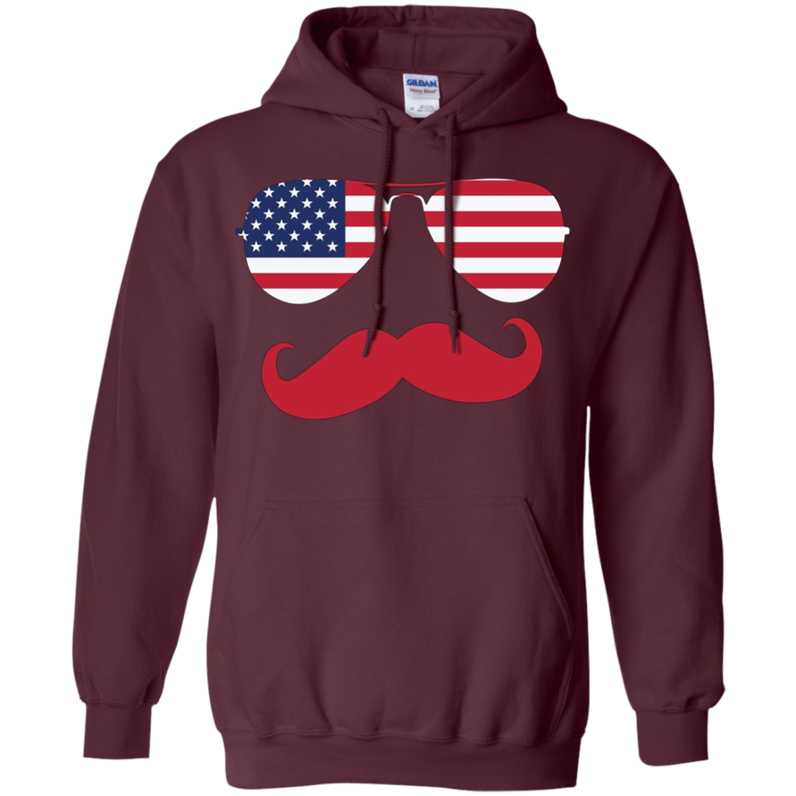 American USA Flag Aviator Sunglasses Mustache Merica T Shirt