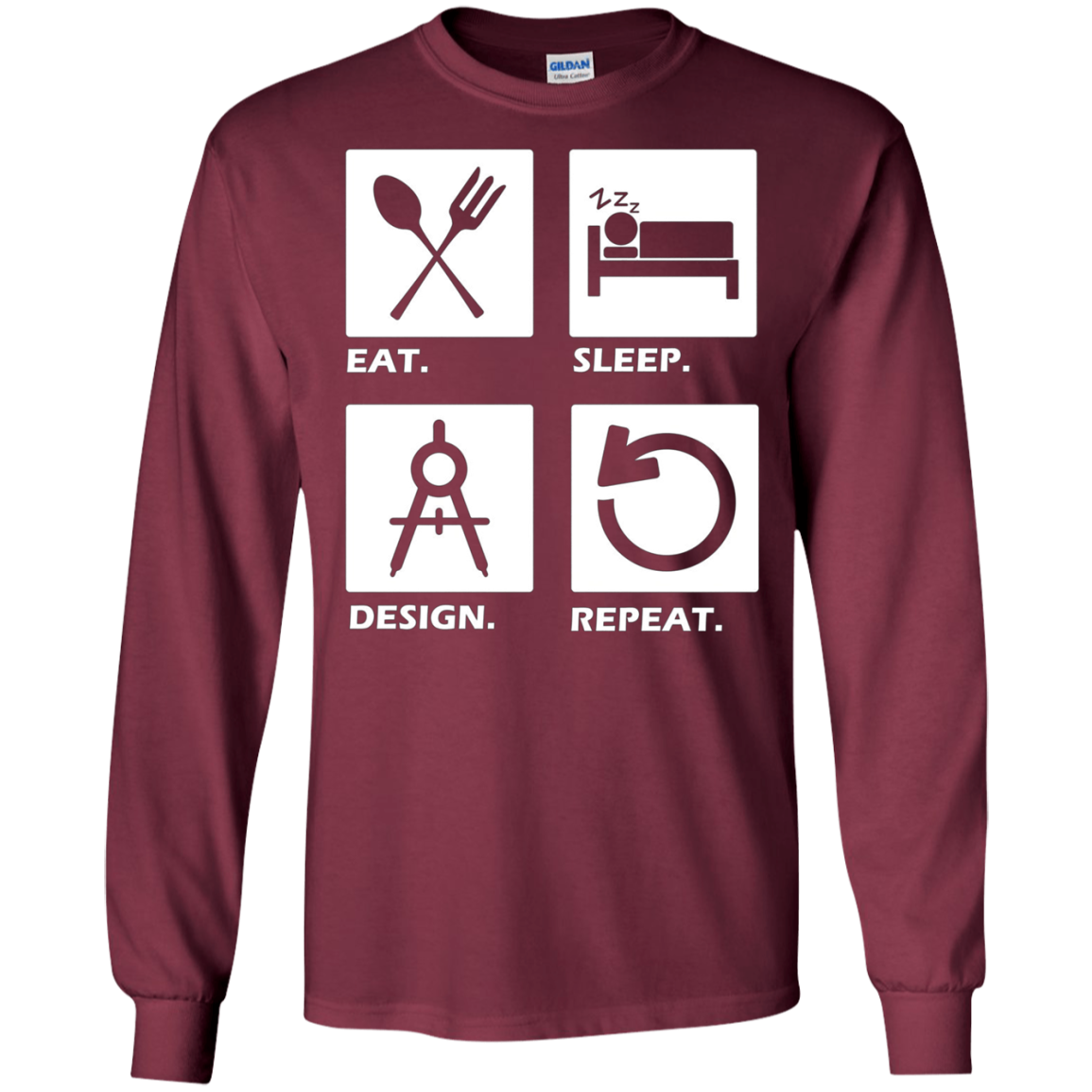 Architect funny Long Sleeve Man Women Eat Sleep Design Tee