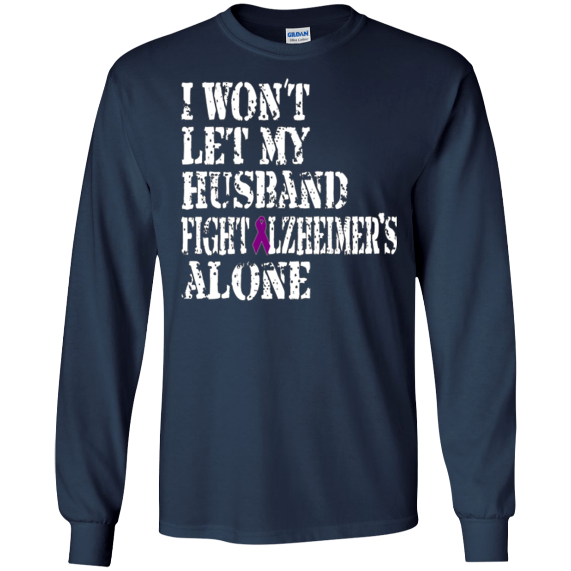 Alzheimer's Awareness T-Shirt For Husbands Purple Ribbon Tee