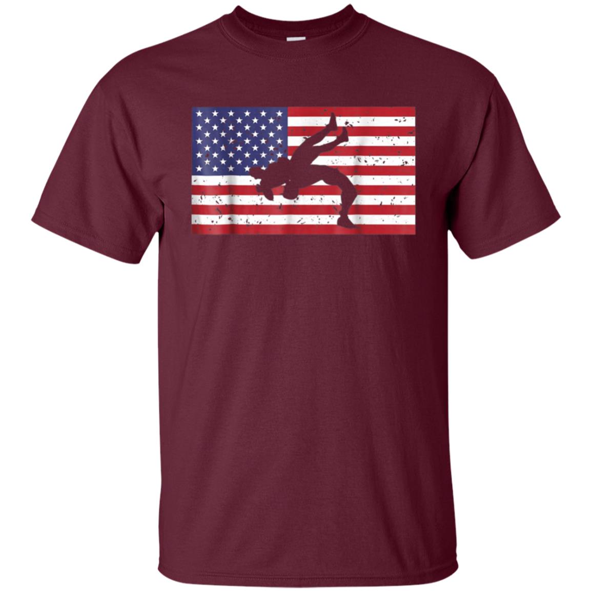 American Wrestling Patriotic T-Shirt with the USA Flag