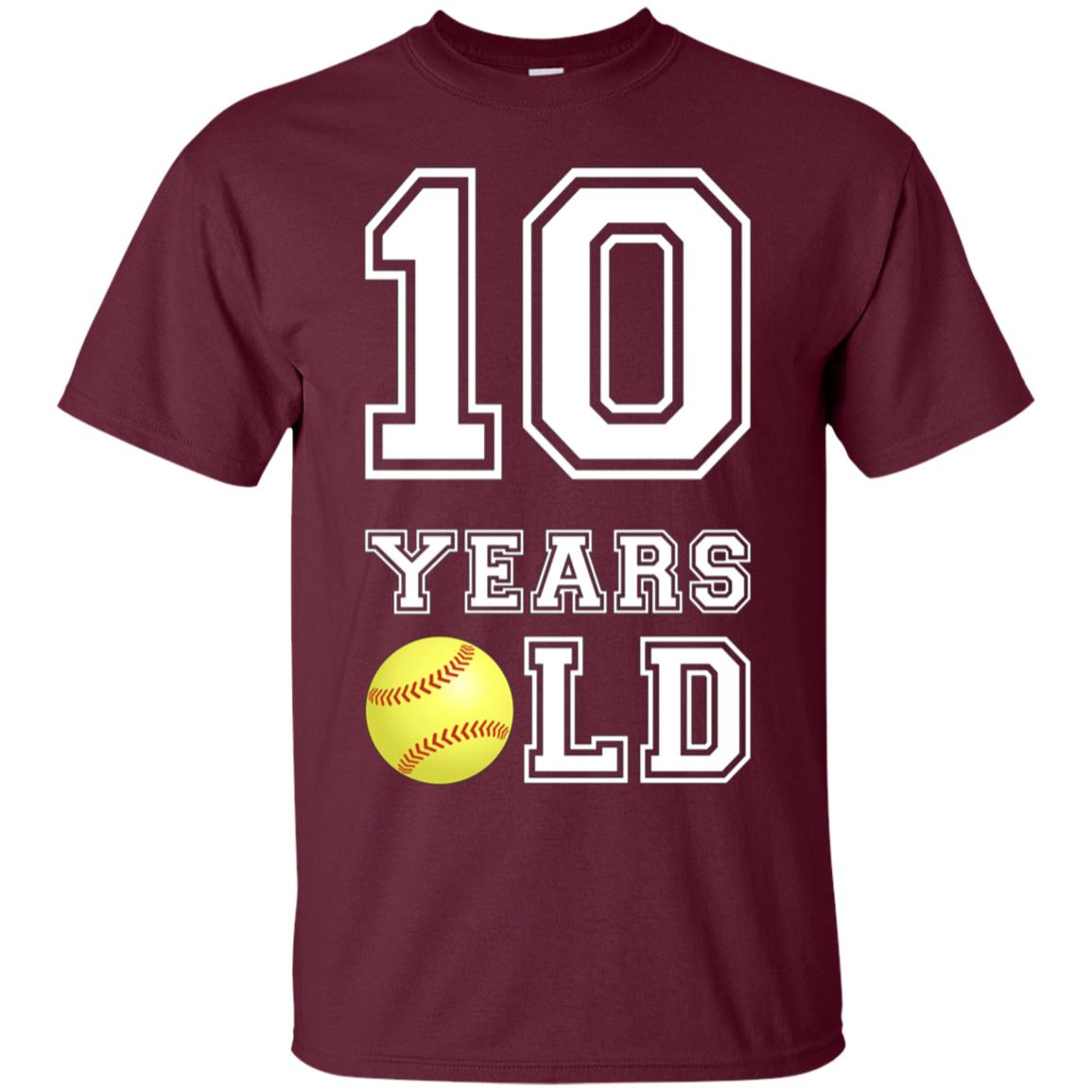 10 Years Old Softball Birthday Shirt Boy 10th Birthday Tee