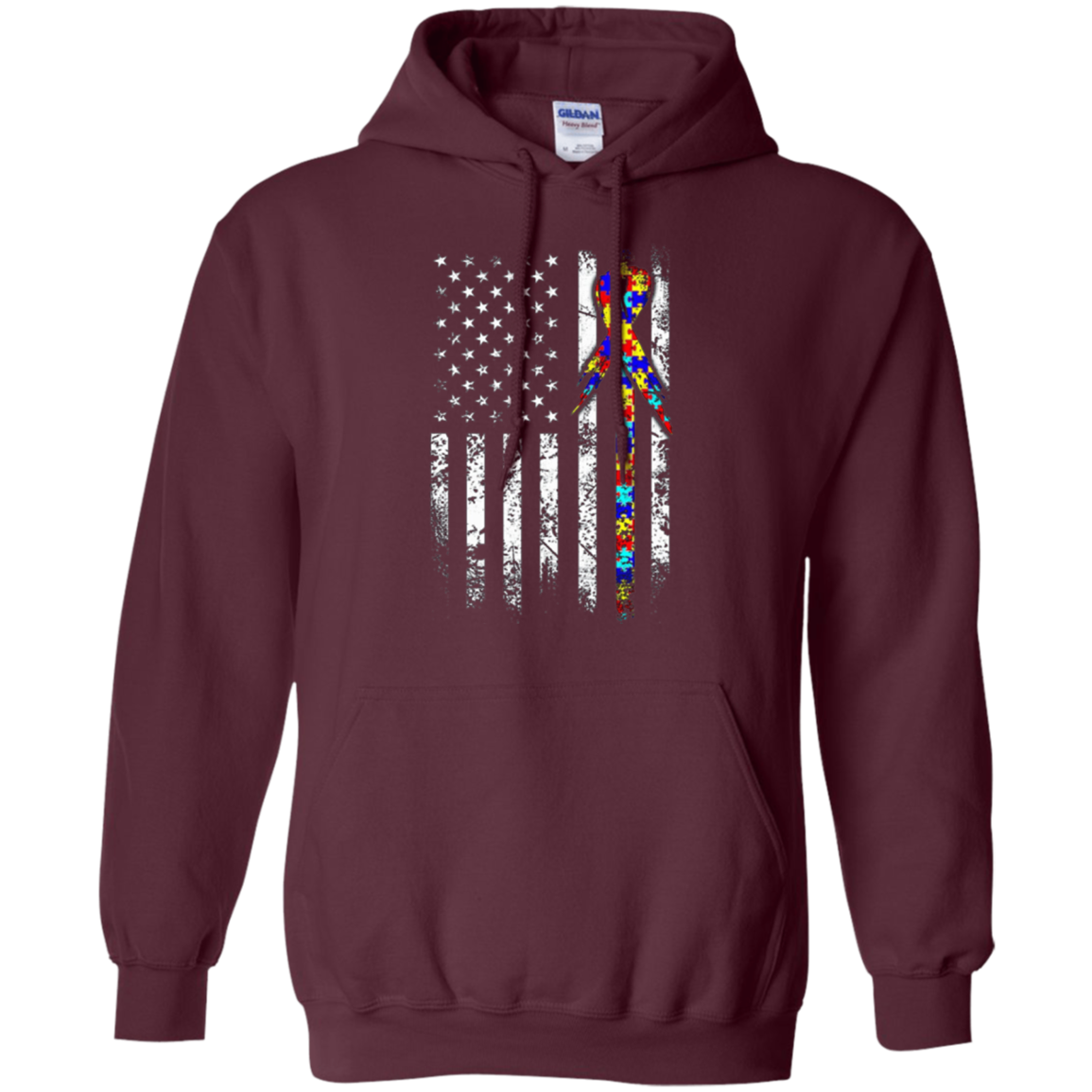 Autism Awareness T-Shirt American Flag Distressed Tee