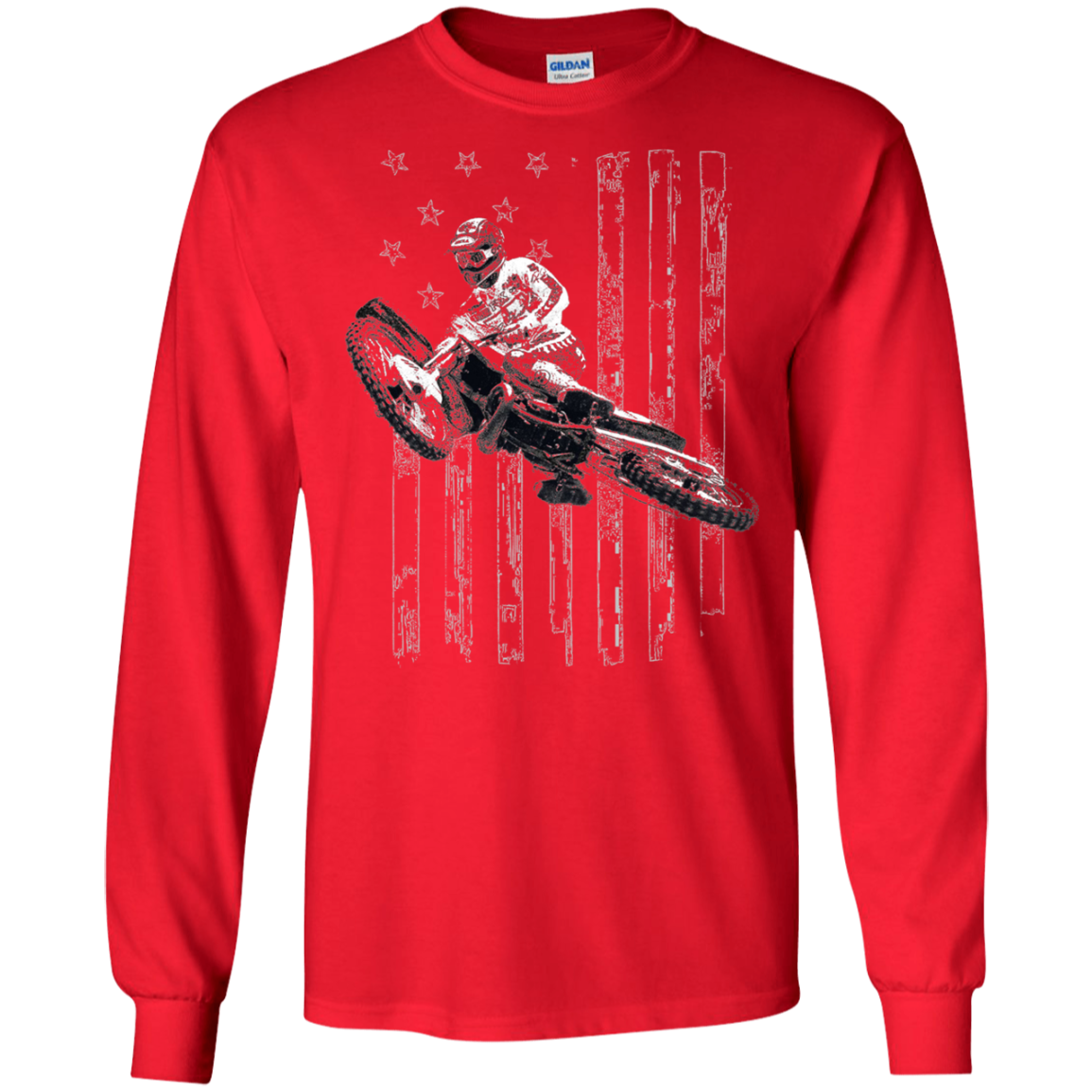 American Flag Motocross Dirt Bike Graphic T-shirt