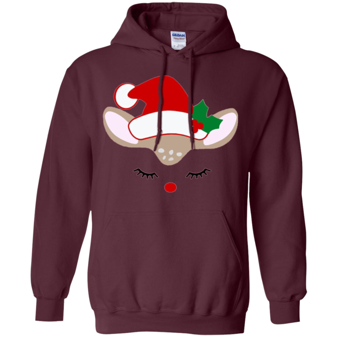 Santa Reindeer Face. Christmas Costume Holiday T-Shirt