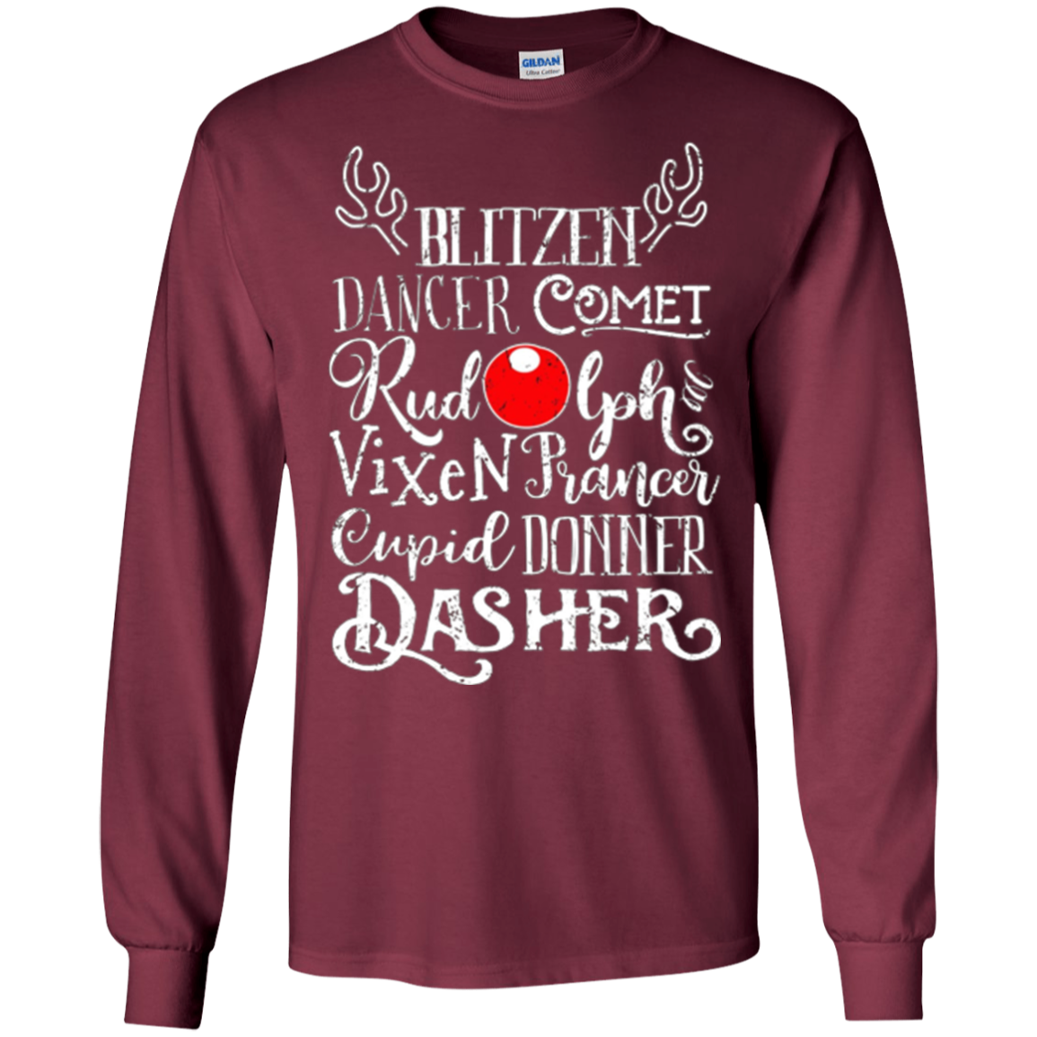 Santa's Reindeer Rudolph List Vintage Christmas Gift T-Shirt