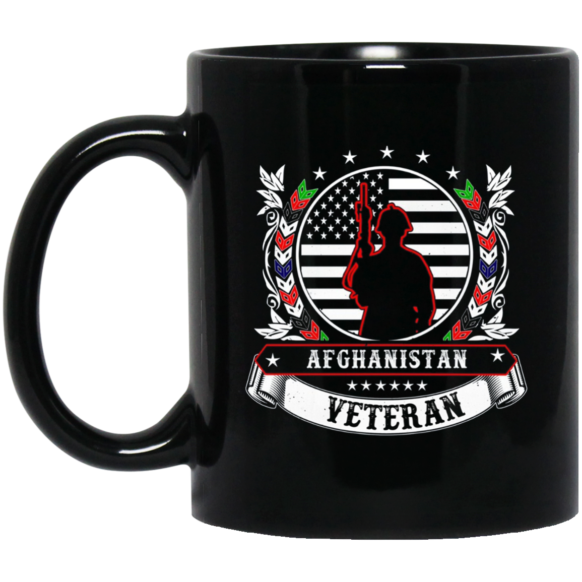 Afghanistan Military Combat Veteran T-Shirt [Back-Wreathe]
