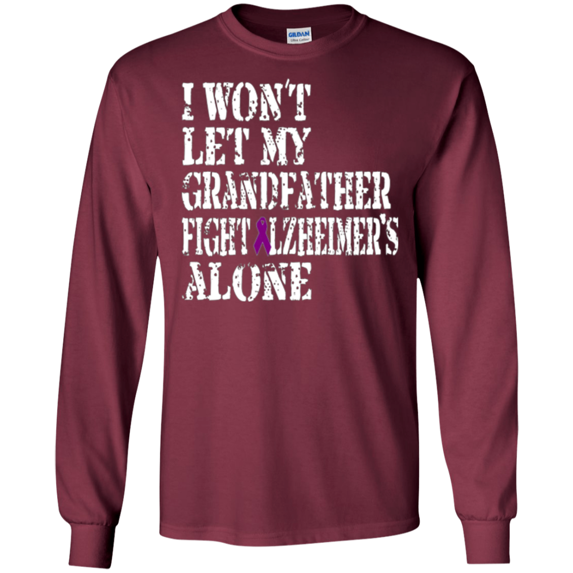Alzheimer's Awareness Tee For Grandfather Purple Ribbon Tees