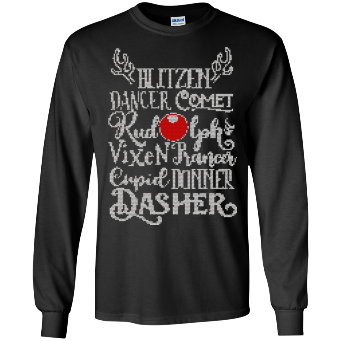 Santa's Reindeer Rudolph List Christmas Sweater Gift T-Shirt