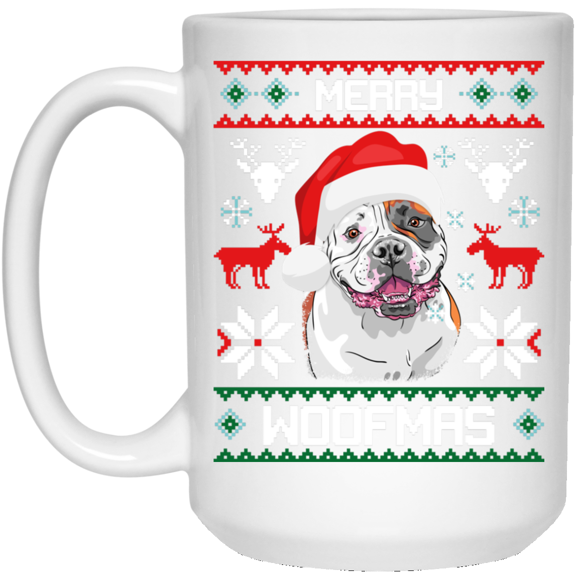 American Bulldog Merry Woofmas T-Shirt Christmas