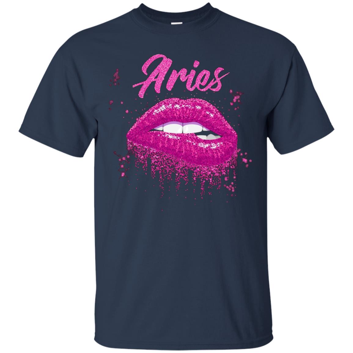 Aries Zodiac Birthday Pink Lips T-Shirt for Black Women