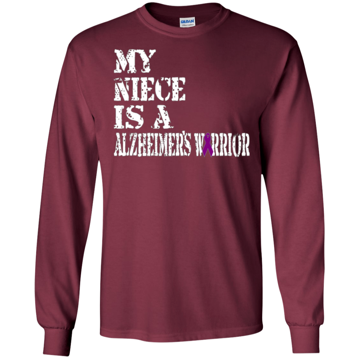 Alzheimer's Awareness T Shirt For Nieces Purple Ribbon Tee