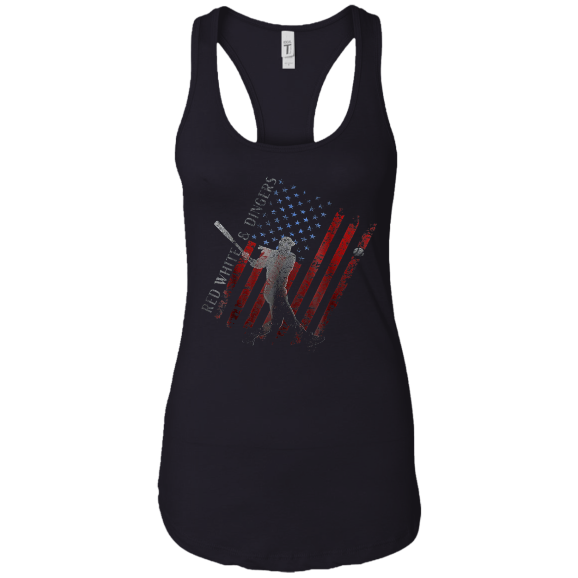 American Flag Red White and Dingers Vintage Baseball T-shirt