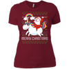 Image of Santa Riding Unicorn Merry Xmas Gift Tshirt