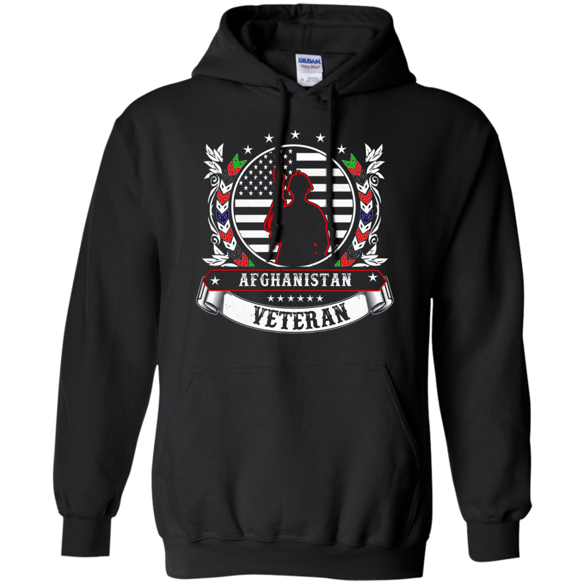 Afghanistan Military Combat Veteran T-Shirt [Back-Wreathe]