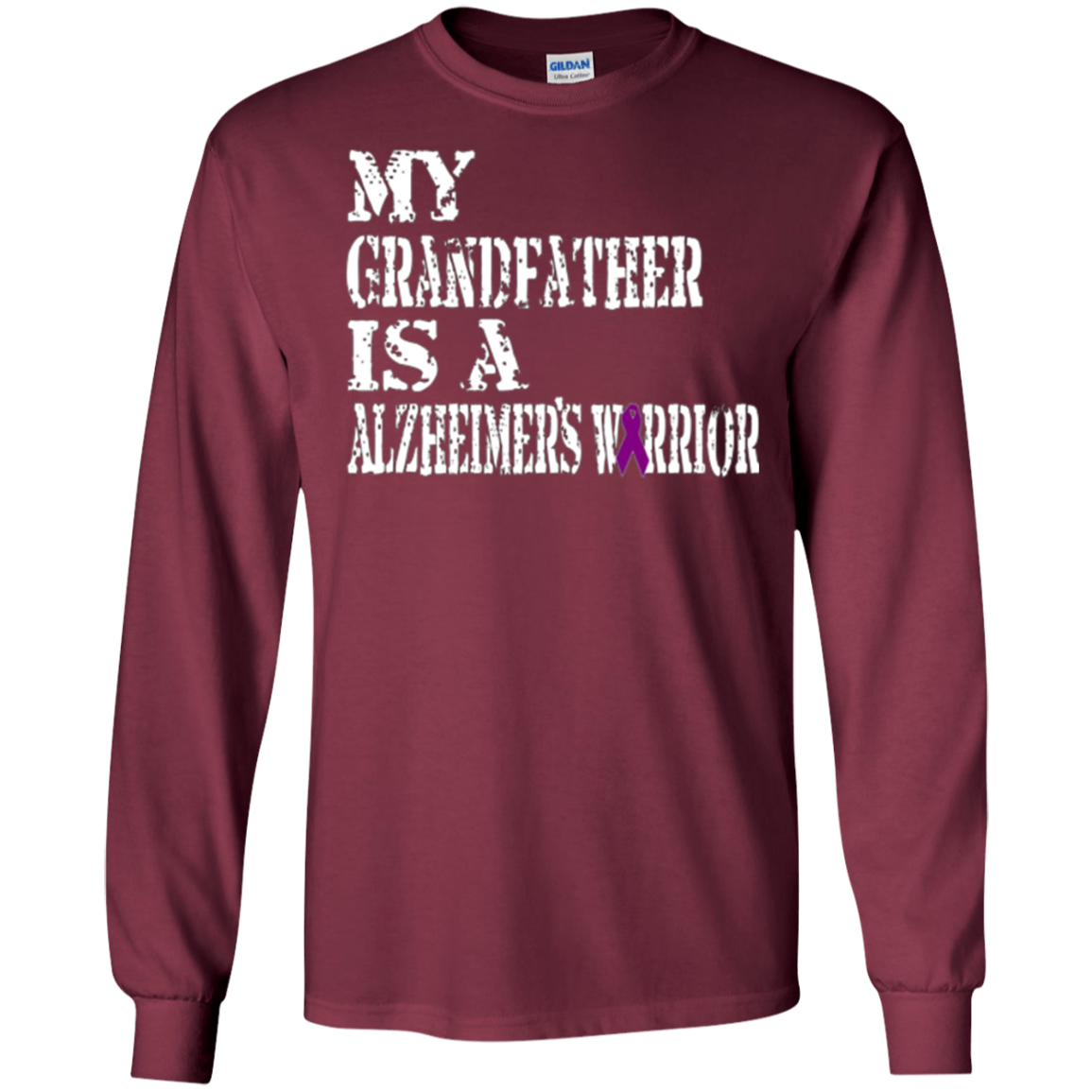 Alzheimer's Awareness Tee For Grandfathers Purple Ribbon Tee