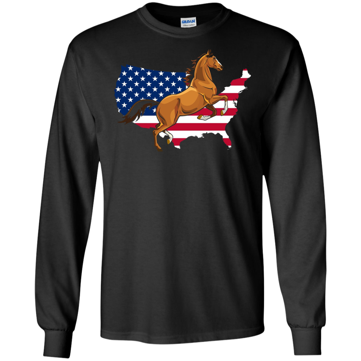 America Map Horse USA Flag Happy 4th Of July Shirt