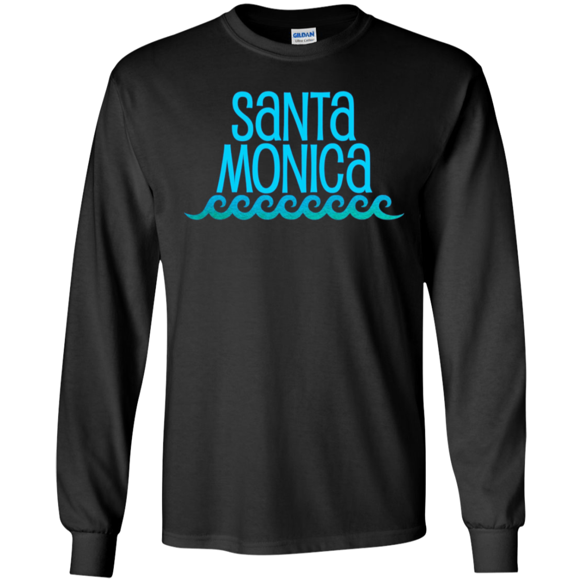Santa Monica Beach Long Sleeve T-Shirt Waves Surf Tee Shirt
