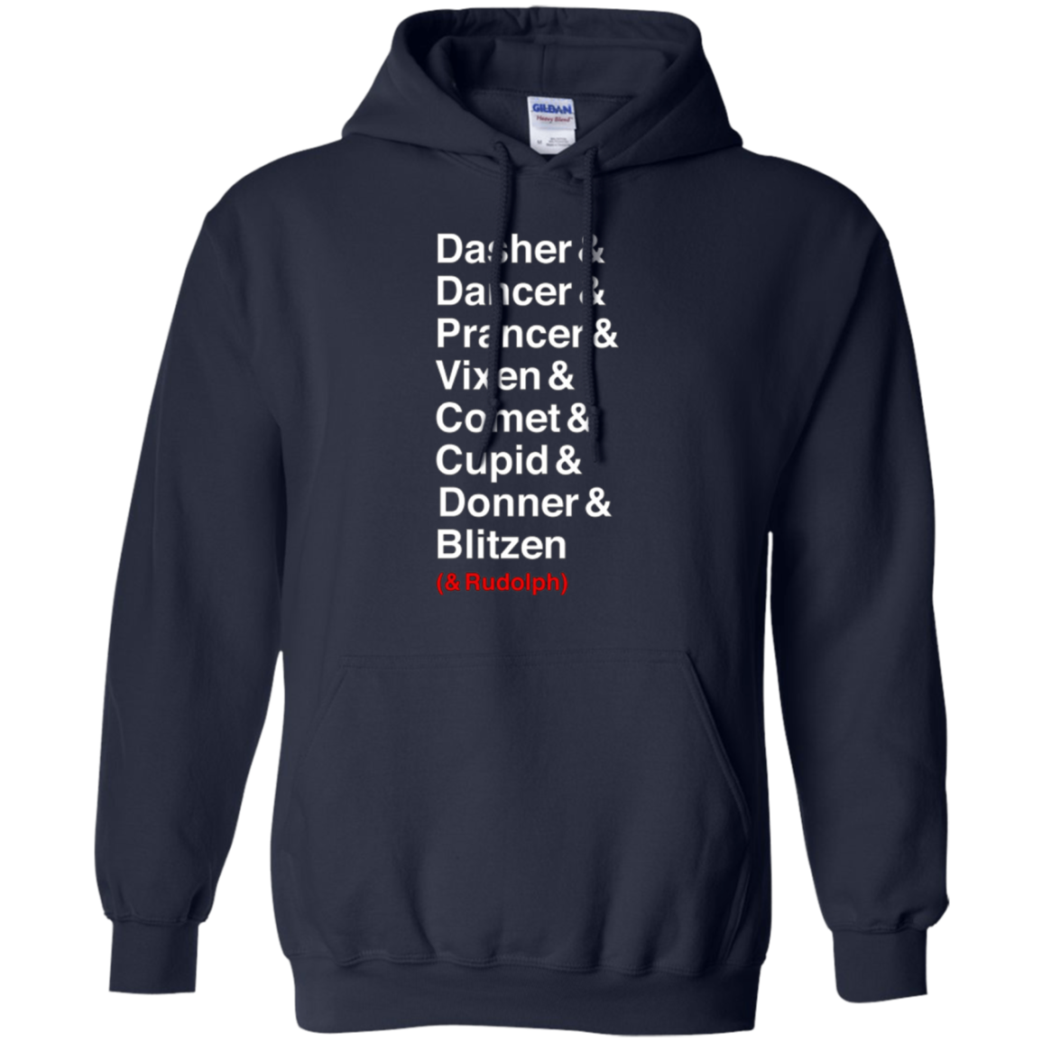 Santa's Reindeer roll call list Christmas shirt.