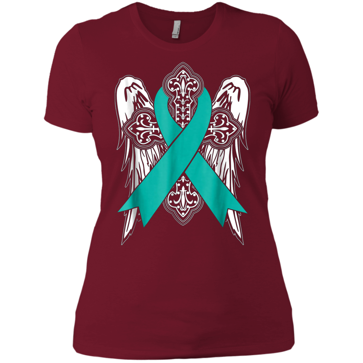 angel teal ribbon t shirt support ovarian cancer awareness