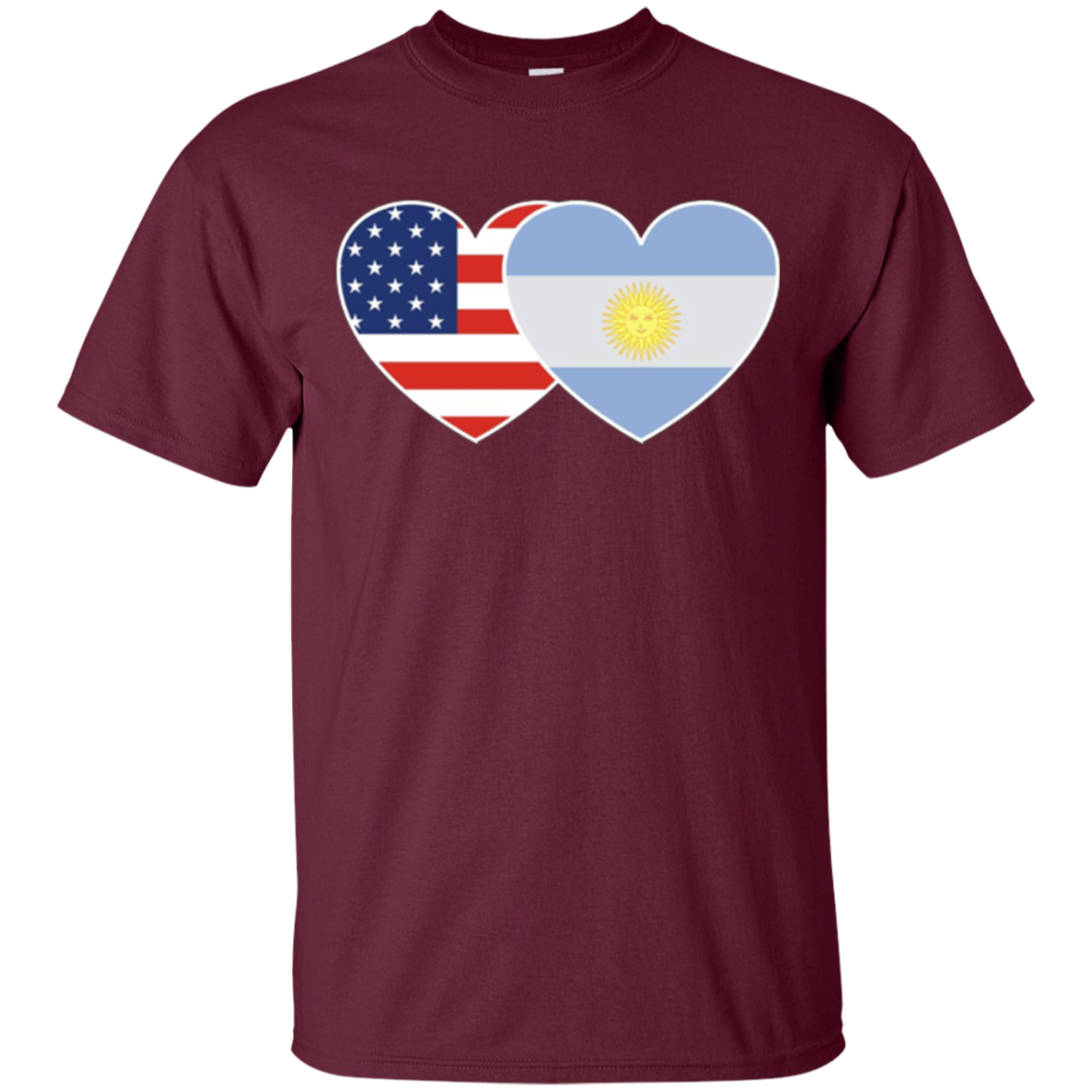 ARGENTINA USA Flag Twin Heart TShirt for Argentine Americans