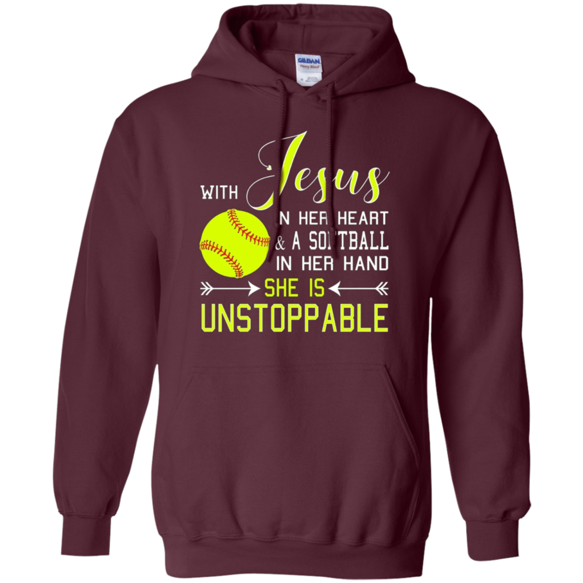 WITH JESUS IN HER HEART & A Softball Hand She Is T-Shirt