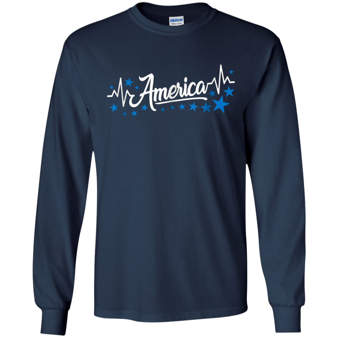 America Heartbeat Blue Shirt Fourth of July Outfit Stars