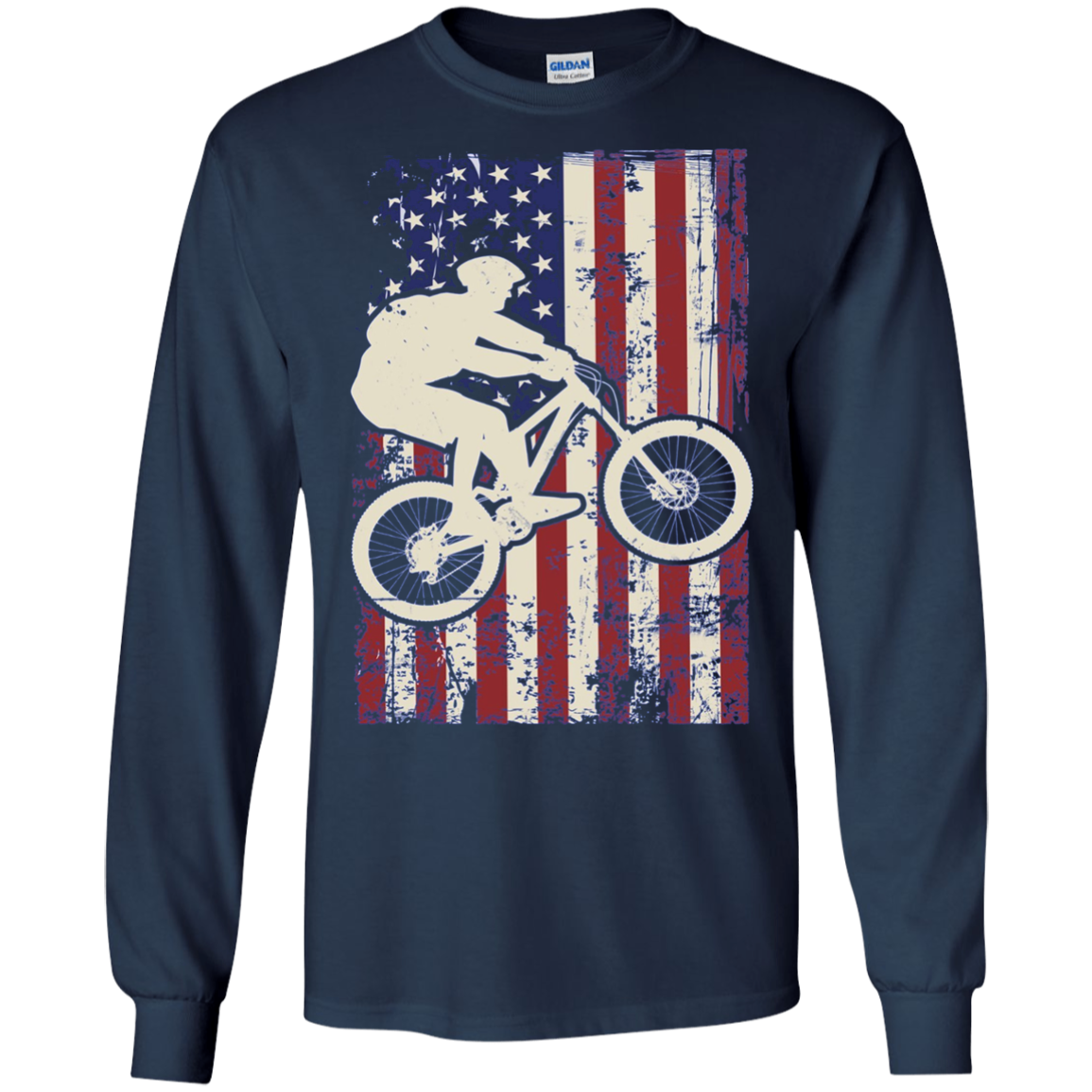 American Flag Mountain Biking Shirt Long Sleeve Bike Lover