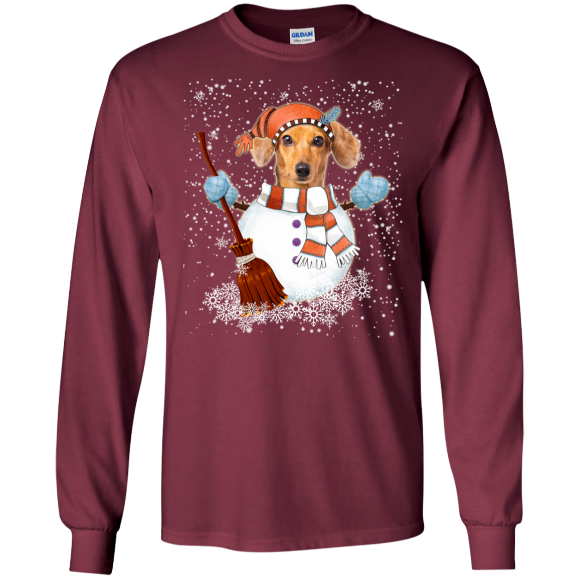 Christmas Snowman Dachshund Funny T-shirt