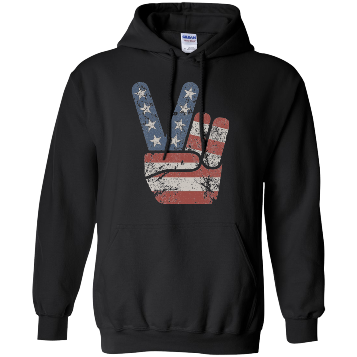 4th of July Vintage American Flag Big Peace Sign T-Shirt