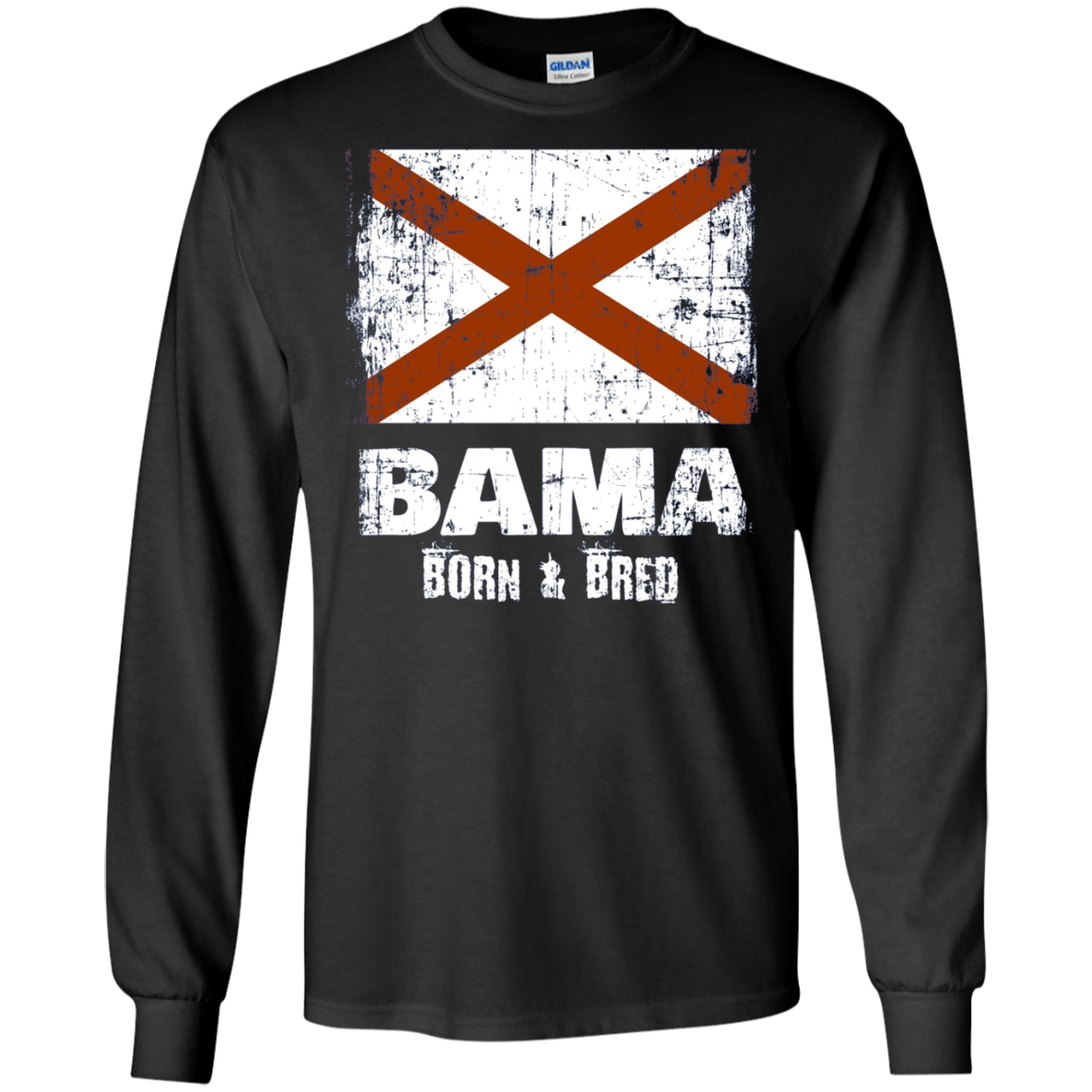 Alabama Shirt Vintage Design Bama Born Bred Gift Long Sleeve