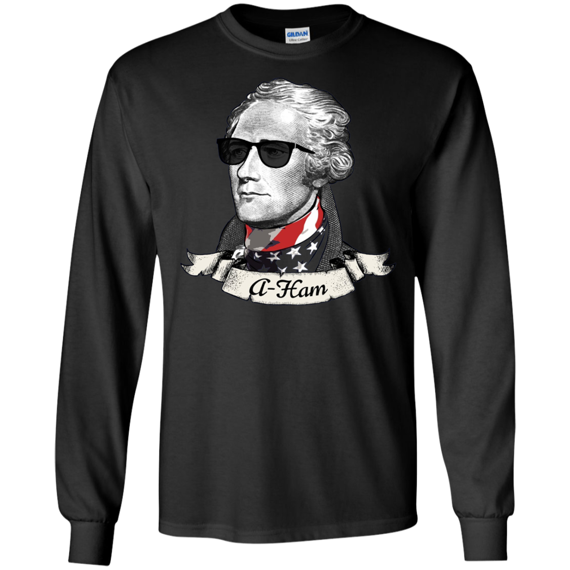 A-Ham Long Sleeve Patriotic Tee | Alexander Hamilton T-Shirt