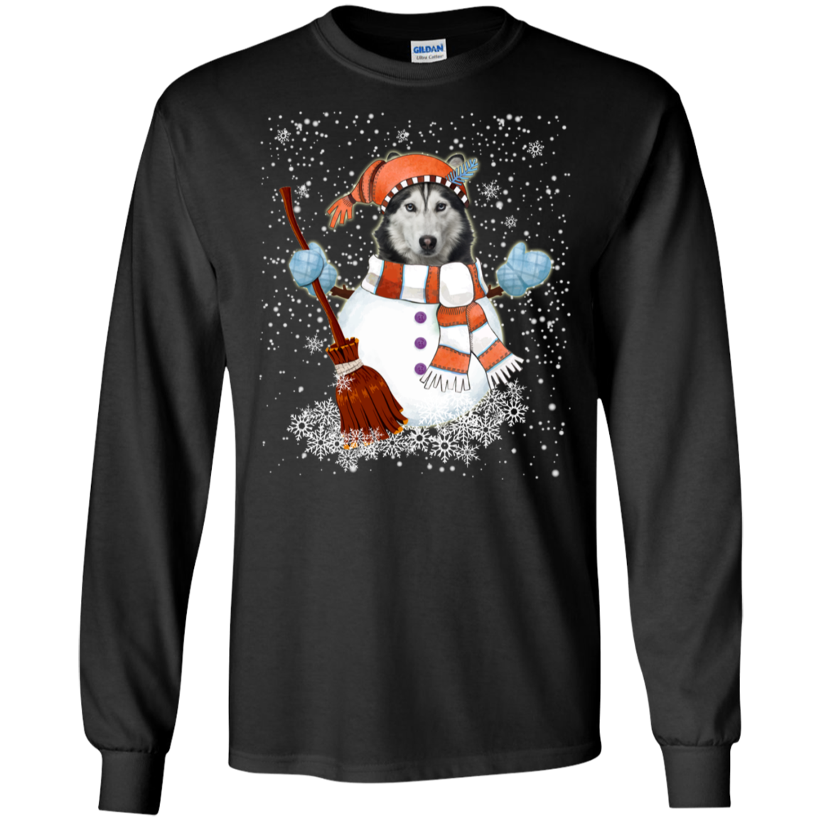 Christmas Snowman Siberian husky Funny T-shirt