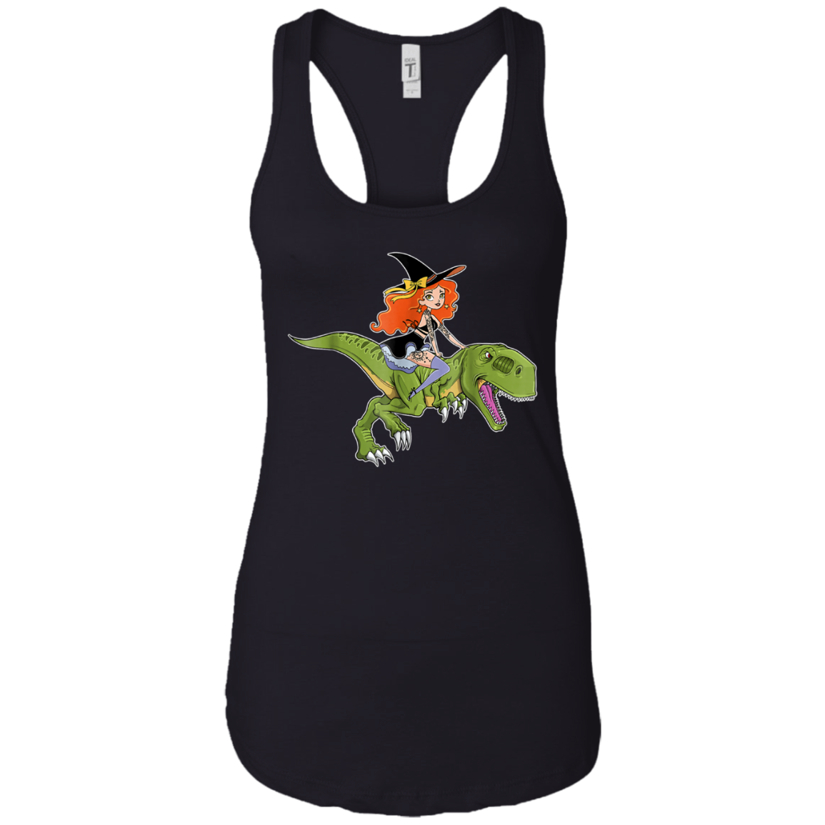 Witch Riding Dinosaur Halloween Costume Funny Gift Shirt