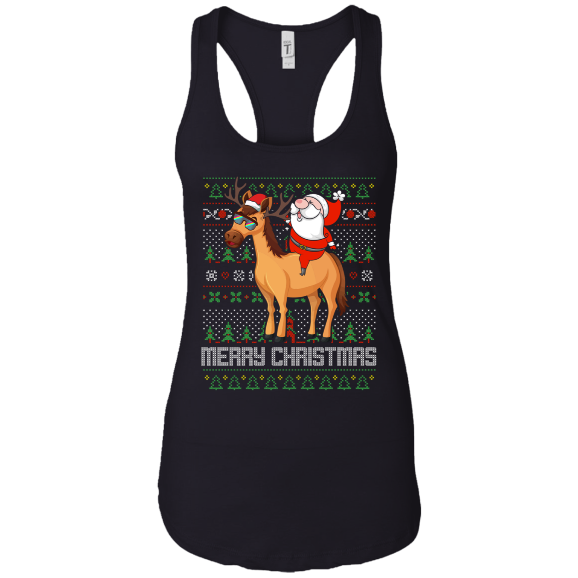 Santa Riding Horse Merry Xmas Gift Tshirt